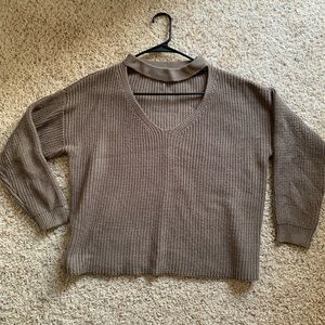 Miracle brand brown choker neckline cropped sweater size small/medium
